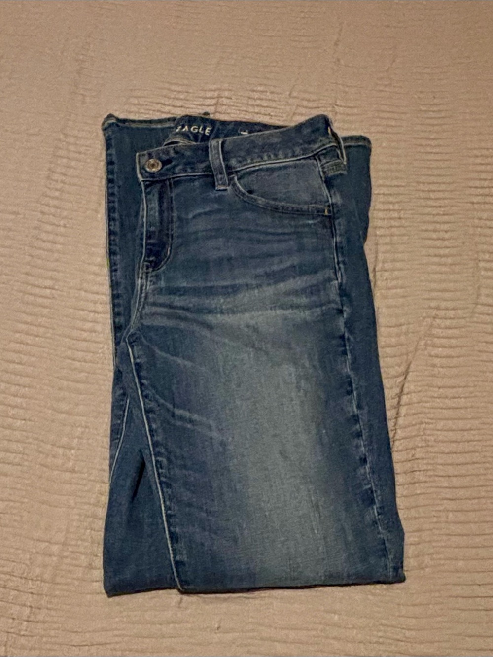 American Eagle Outfitters Women's Medium-Dark Blue Super Stretch Jeggings - Picture 3 of 8